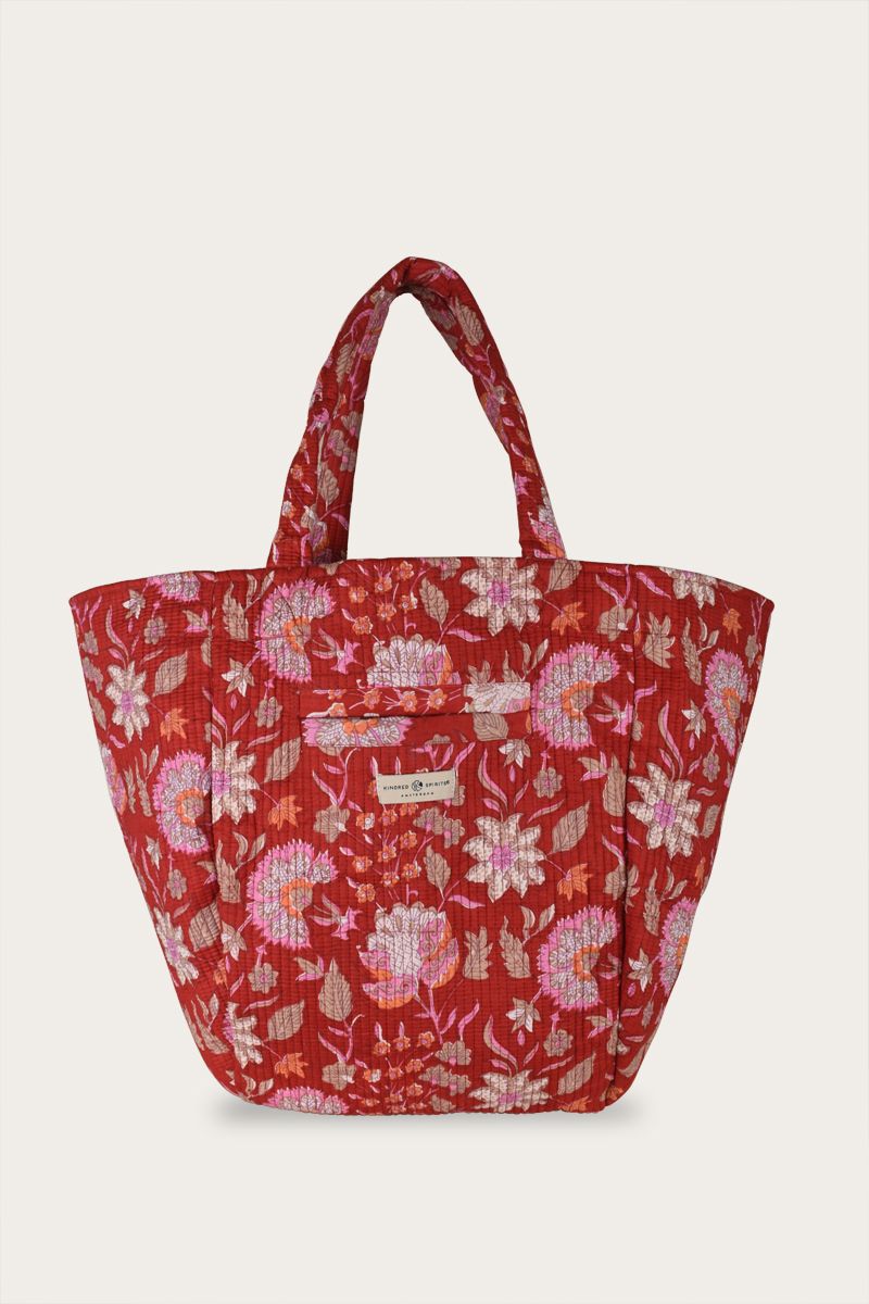 Tote Bag – Red Blockprint Floral