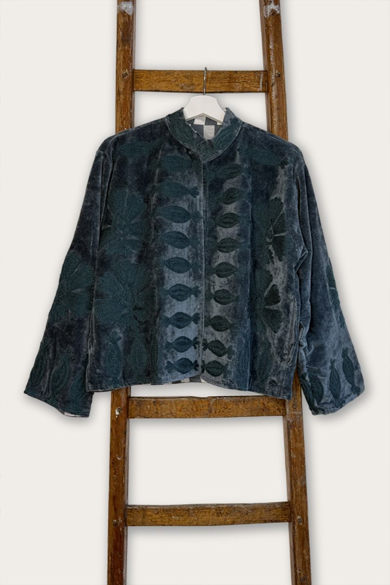 Embroidery Jacket – Blue-grey