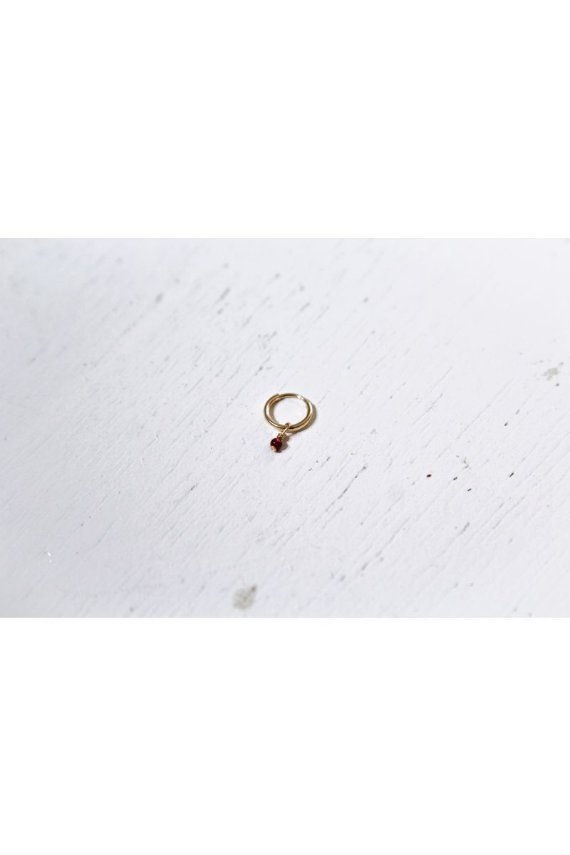 garnet hoop earring- gold -
